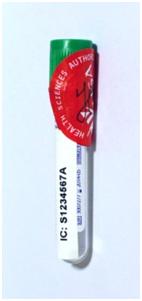 Example of a specimen test tube and label