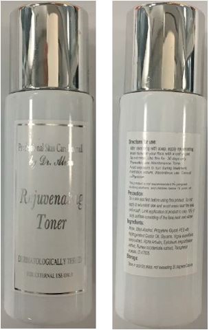Professional Skin Care Formula - DR Alvin Rejuventating Toner Professional Skin Care Formula - DR Alvin Rejuventating Toner_ProductRecall_2018